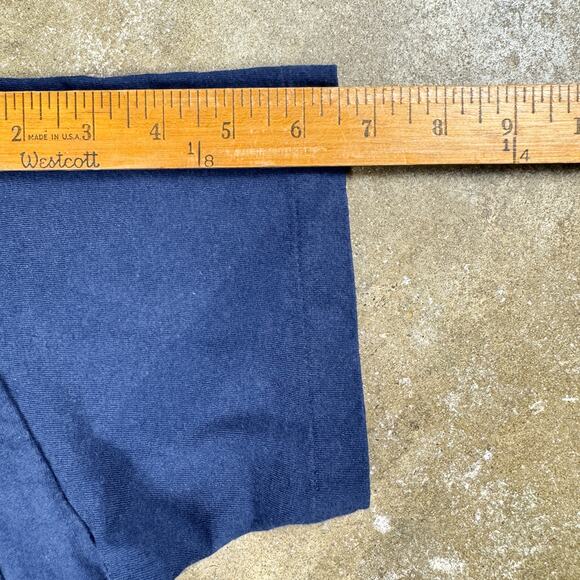 Vintage Hanes Navy Blue Pocket T-Shirt Men’s Medium 90s Single Stitch‎ Tee Blank - Picture 7 of 9